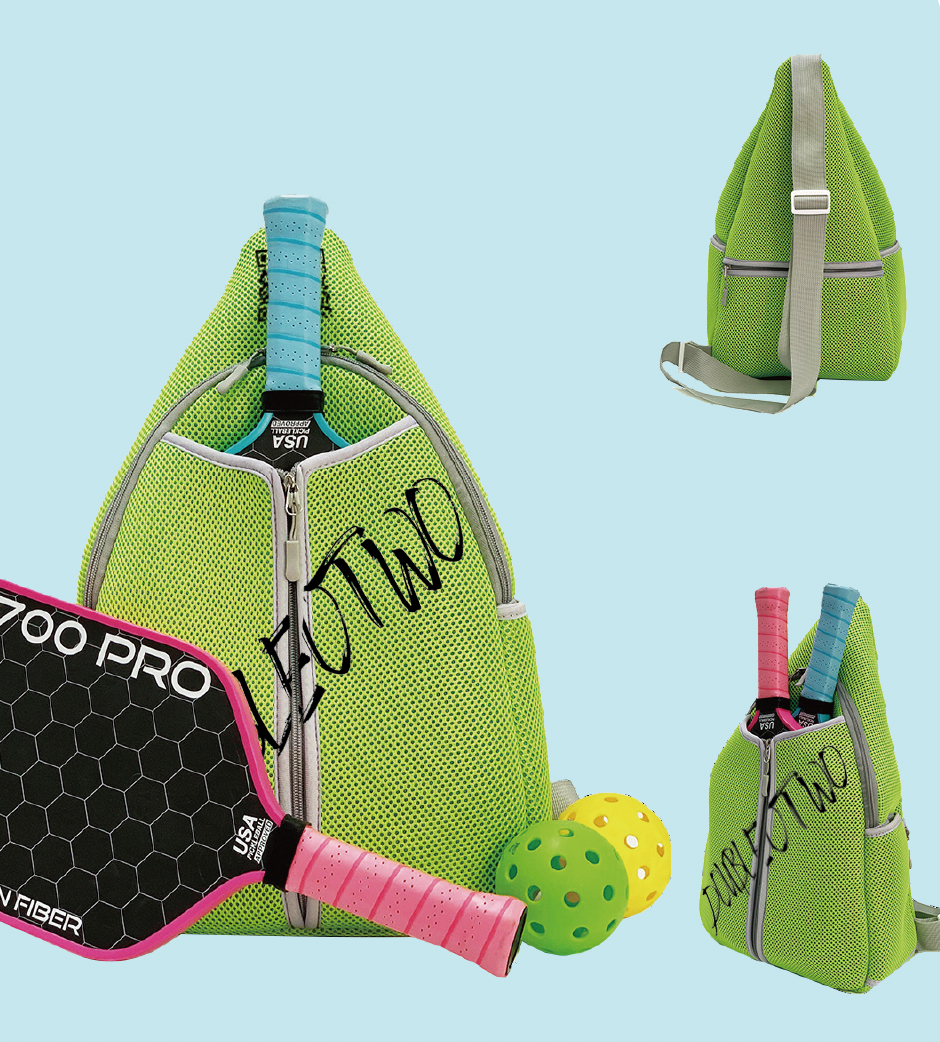 Doubleotwo's Neoprene Backpack or Shoulder Bag with Paddle & Water Bottle Pockets.- The Colors of Pickleball Collection, Light, Stylish & Protective