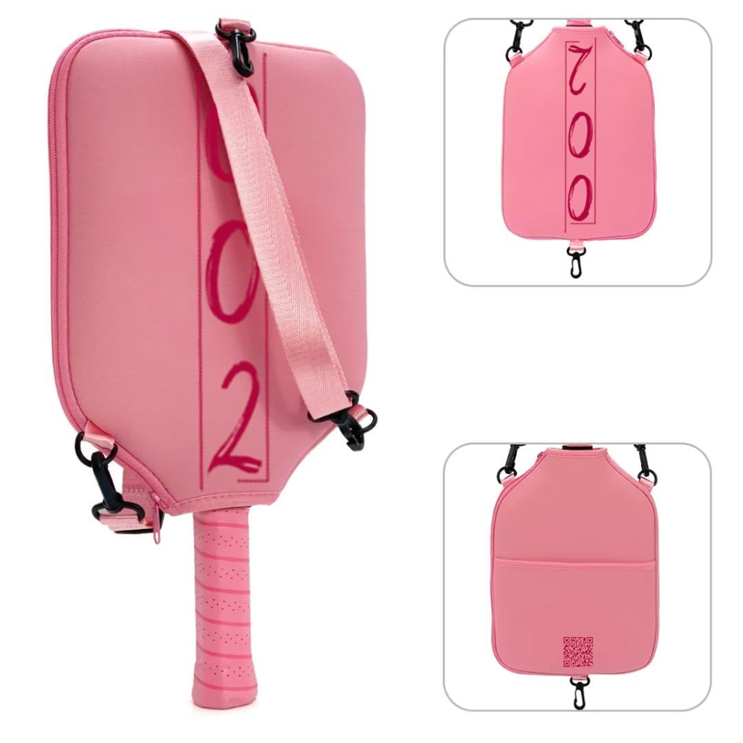 Doubleotwo's Versatile Neoprene Paddle Cover or Personal Bag with shoulder strap — The Colors of Pickleball Collection, Light, Stylish & Protective