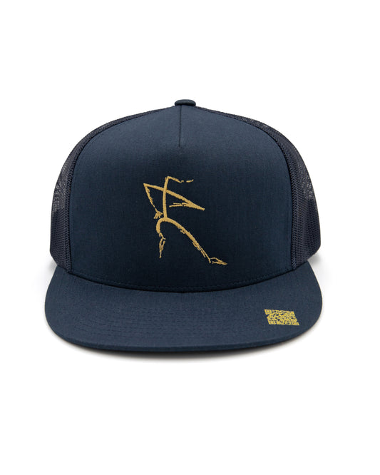 The Muse Collection - Trucker Cap Mesh Breathable back, Black/Red/Deep blue